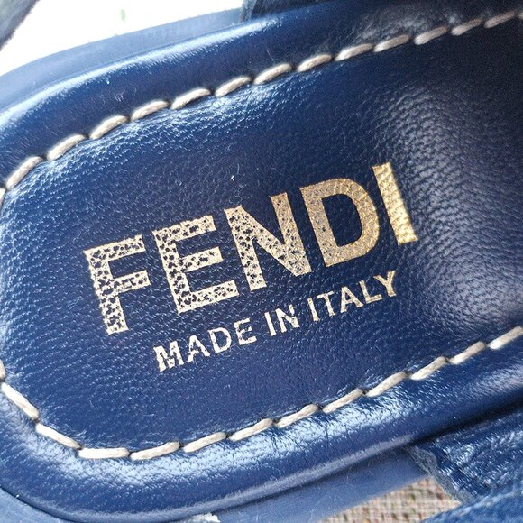 Fendi Kids Boys Sandal Blue Leather/Canvas Upper Shoes Made in Italy Size 33 kid - Picture 10 of 11